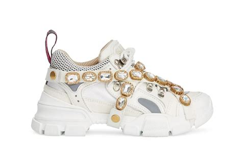 gucci chunky white sneakers|Gucci chunky jeweled sneakers.